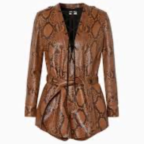 Saint Laurent Paris Python Leather Belted Playsuit size FR 36 Long Sleeve Shorts - Picture 16 of 16